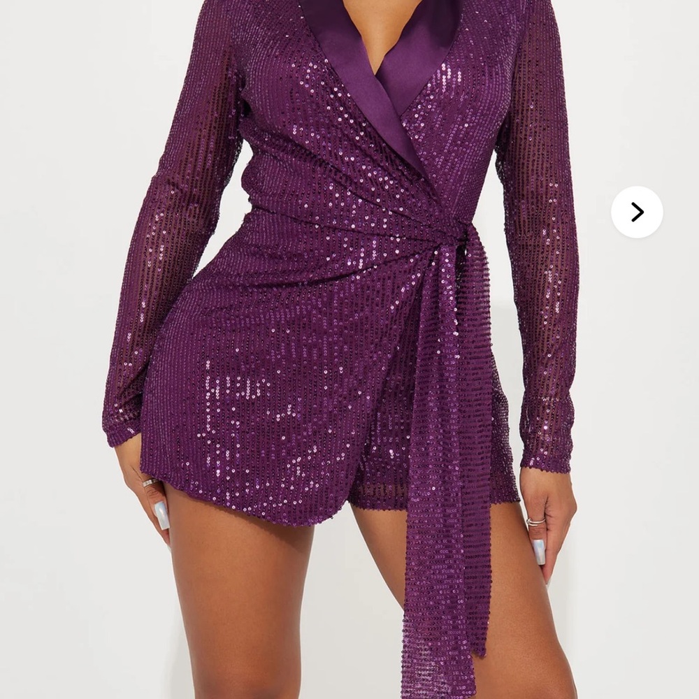 Fashion Nova Purple Sequin Wrap Jumpsuit